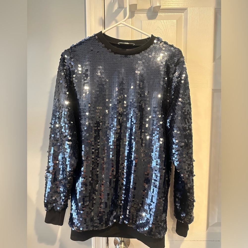 Carven Black Sequin Top